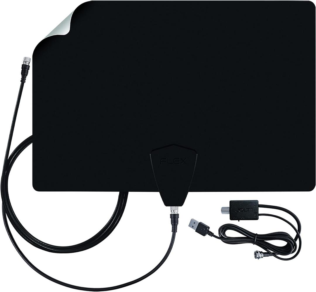 Antennas Direct ClearStream Flex Amplified Indoor TV Antenna, UHF VHF, Multi-Directional, Reversible, 50+ Mile Range  w/Jolt Switch Amplifier