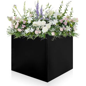 Metal Planter Box 20" x 20" x 20" Large Square Planter Heavy Duty Galvanized Steel Tall Plant Boxes with Insert Shelf and Drainage Holes for Outdoor Patio Yard Garden Porch Terrace