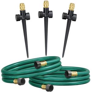 FANHAO Above Ground Irrigation Garden Sprinkler System, Metal Adjustable Lawn Sprinkler Set, 360 Degree Large Area Coverage Irrigation Kit for Lawn Grass Patio Flower Bed