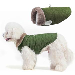 BEAUTYZOO Winter Dog Coat with Harness Built in, Warm Dog Puffer Jacket Vest Padded Fleece Cold Weather Coats Windproof Waterproof Snow Jackets Clothes for Small Medium Puppy, Green S (S (Back: 12",Chest: 18"))