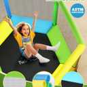 60" Trampoline for Kids, Twinkoo 5FT Fortified Toddler Trampolines with Anti-Rollover Bottom, Indoor/Outdoor Toddler Trampoline with Safety Enclosure, Adjustable Gymnastics Bars, Basketball Hoop
