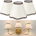 VIHOSE Set of 3 2.9" Top x 5.9" Bottom x 5.1" Height Lamp Shade with Petal Edge Chandelier Shades Fabric Scalloped Lampshade for Floor Wall Lamps Table Living Room Bedroom (Brown Edge)