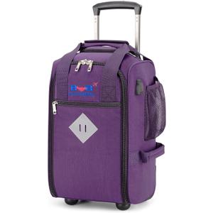 17x10x9 Inches United Airlines Rolling Personal Item Under Seat Duffle bags Suitable For Major Airlines Including Spirit, and Frontier Airline, Purple