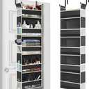 Over The Door Hanging Organizer 5-Shelves and 10 Side Pockets, Over The Door Storage for Bathroom and Bedroom, Back of Door Organizers for Baby Accessories and Kid's Toys (13"x5"x44", Black)