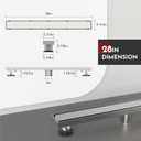 WEBANG 28 Inch Linear Shower Drain Rectangular Floor Drain with Accessories Reversible 2-in-1 Cover Tile Insert Grate Removable SUS304 Stainless Steel CUPC Certified Brushed