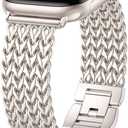 Metal Band Compatible with Apple Watch Bands for Women, Dressy Stainless Steel Link Bracelet, Designer Strap for iWatch, Size: 38mm/40mm/41mm/(42mm-Series 11 10)
