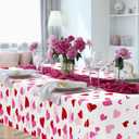 4 Pack Valentines Decorations, 108" X 54" Valentines Tablecloths, Heart-shaped Disposable Red Pink Tablecloths Love Plastic Table Cover, Galentines Decorations Party Supplies for Wedding Birthday
