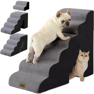 Dog Ramp for High Beds - 29" H 6 Steps Pet Stairs for Large Dogs with Tunnel 2 in 1 with Zippers Suitable, Indoor Cat Ladders with Non-Slip Bottom, Black