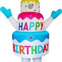 Funny Inflatable Birthday Cake Costume Cosplay Blow-Up Suit/Outfit for Adult/Birthday/Halloween/Christmas