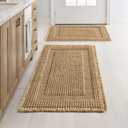 MIULEE Set of 2 Waffle Bathroom Rugs, Boho Bath Rug Super Absorbent, Non Slip Washable Ultra Soft Rubber Backed Shower Bath Mats for Floor, Tub, Shower, Looped Design, Brown, 17"x24"+18"x30"