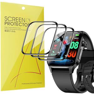 Lamshaw Compatible for hellibito Smartwatch Screen Protector, [3 Pack] 3D Full Coverage PET Soft Screen Protector Film Compatible for hellibito ET580 2.04 Inches Smartwatch (3 Pack)