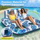 Sinbyuer 2 Person Inflatable Pool Floats Adult, 66x62 Inch Pool Lounger Float with Cup Holders & Backrest, 0.4mm Thickened Pools Float Recliner Rafts, Floating Chair Water Floaties for Adults