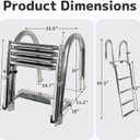 4 Step Heavy Duty 316 Stainless Steel Boat Ladder | Telescoping Folding Rear Entry Dock Swim Deck Ladder with Handrails & Extra Wide Steps, 600lbs Capacity Marine Grade