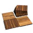 Acacia Wood Flooring Interlocking Deck Tiles for Patio Decor 9 Pcs 6 Slats VR Natural - Waterproof Indoor & Outdoor Decor - Balcony Garden Decking Tile (12.24 * 12.24 * 0.75 inches)