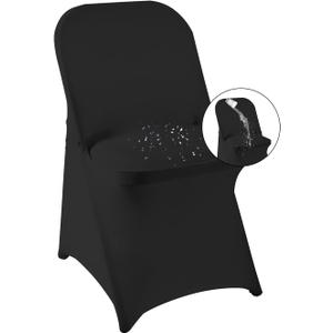 10 Pack Black Spandex Folding Waterproof Chair Cover, Stretch Chair Cover Protector for Wedding, Party, Dining Banquet and Other Special Events