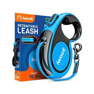 2026 New Retractable Dog Leash 16.4 ft – Heavy Duty for Dogs up to 110 lbs, Stainless Steel Spring, 360° Tangle-Free, One-Touch Lock Control, Soft Anti-Slip Handle – Strong, Durable Pet Leash (Blue)