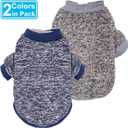 Dog Sweater, Dog Sweaters for Small Dogs, 2, 3 Pack Warm Soft Pet Clothes for Puppy, Medium Large Cat, Dogs Girl or Boy, Dog Shirt for Winter Christmas (Coat Grey+Navy, XX-Small)