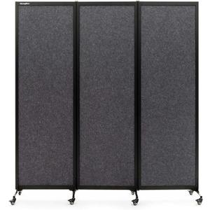 Upgrade Version Room Partition and Divider, Freestanding Rolling Dividers with Wheels,Office Privacy Screen Divider Wall,Classroom Felt Dividers,6'L* 6'7"H,3 Panel,Dark Grey
