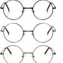 3 Pack Round Frame Reading Glasses Blue Light Blocking Reader Metal Full Frame Retro Glasses