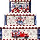 Drydiet 3 Pcs 4th of July Kitchen Rugs Patriotic Kitchen Floor Mats Independence Day Memorial Day American Rugs Non Slip Washable Mats for Home Bedroom Bathroom, 20 x 32, 20 x 47, 20 x 59 Inch