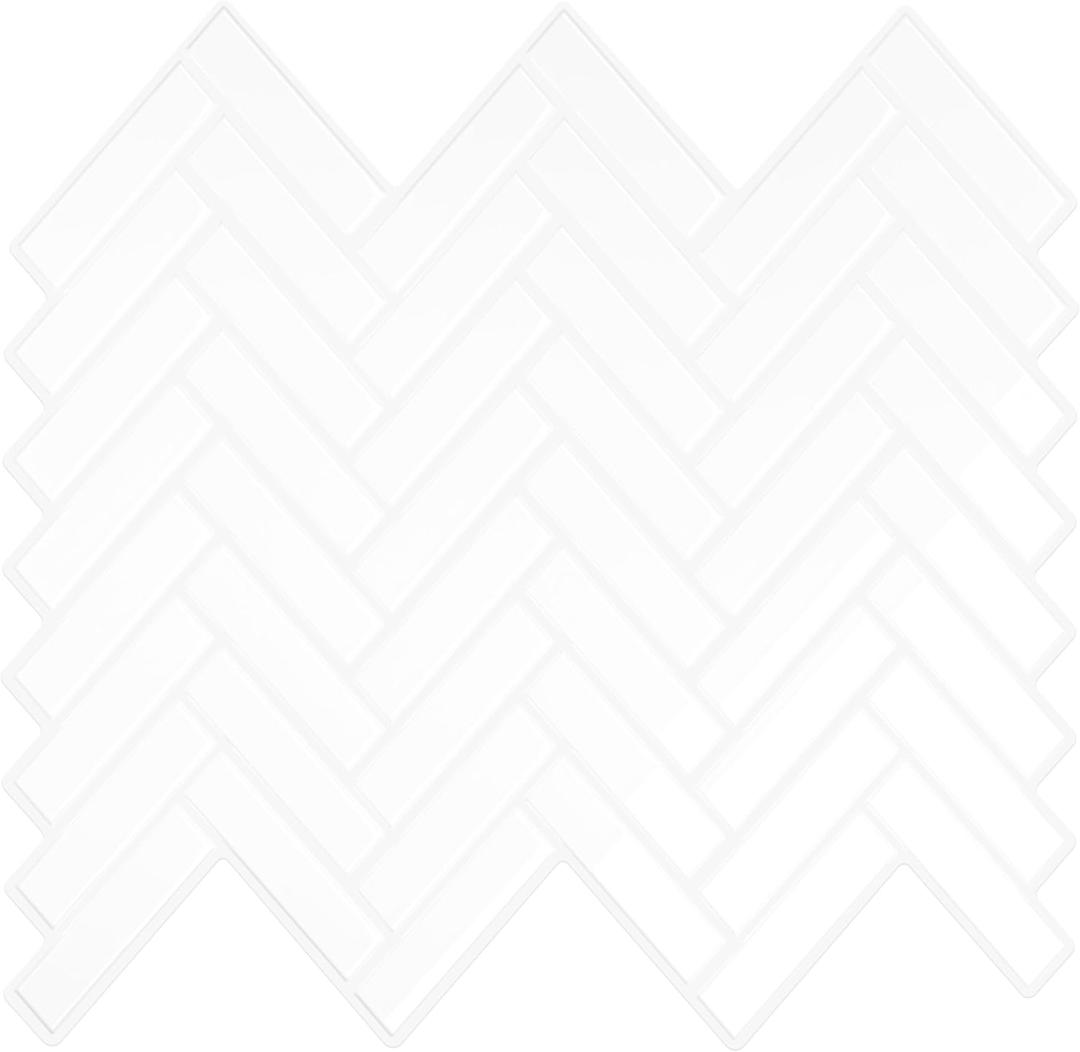 VEELIKE Herringbone Peel and Stick Tile Backsplash White Peel and Stick Backsplash for Kitchen 6 Sheets Back Splash Stick on Tiles 12''x12'' Self Adhesive Waterproof Wall Tile Stickers for Bathroom