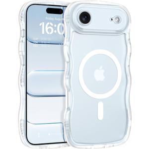 BENTOBEN Magnetic for iPhone Air Case 2025, Cute Wavy [Full Camera Protection] [Compatible with MagSafe] Matte Anti-Slip Bumper Women Girls Boys Protective Cover for iPhone 17 Air 6.5", Clear White