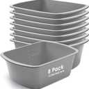 Honeydak 8 Pack Wash Basins Plastic Wash Tub Gray 7 Quart Graduated Buckets Rectangular Plastic Hospital Bedside Soaking Tub Washing Basin for Cleaning Foot Bath Washing Dishes Face Cleansing