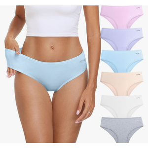 coskefy Women's Underwear Cotton Hipster Panties Low Rise Briefs Soft Strench Breathable Ladies Bikini Underwear 6 Pack S
