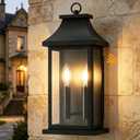 Large Outdoor Wall Lights, Dusk to Dawn Outdoor Lighting, Exterior Lighting Fixtures Wall Mount, Wall Sconce Light Outdoor Lanterns for Porch Garage, Black 18 Inch 2-Light, 1-Pack