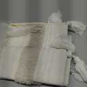 OJIA Lumbar Decorative Boho Throw Pillow Cover, 12 x 20 Farmhouse Cute Pillowcase Minimalist Neutral Collection Cream White Tufted with Tassels Woven Cushion Cover for Sofa Couch Bedroom Living Room