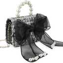 Cute Crossboby Purse with Bowknot Shoulder Bag for Little Girls, Girls Kids Fashion Handbags with Pearl Handle