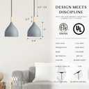 Modern Pendant Light, 6.6"x6.6"x7" Iron Hanging Fixture with Warm Oak Woodgrain, 15"-72" Adjustable Cord, E26 Socket, 4.7" Ceiling Canopy for Kitchen, Hallway  Ashwood Gray