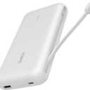 Belkin Power Bank with Integrated Cable, Fast Charging USB-C, 20000 mAh 30W, Portable Charger Power Bank USB C for iPhone 17, Air, Pro, Pro Max, iPad, AirPods, Apple Watch, Galaxy S25, & More - White