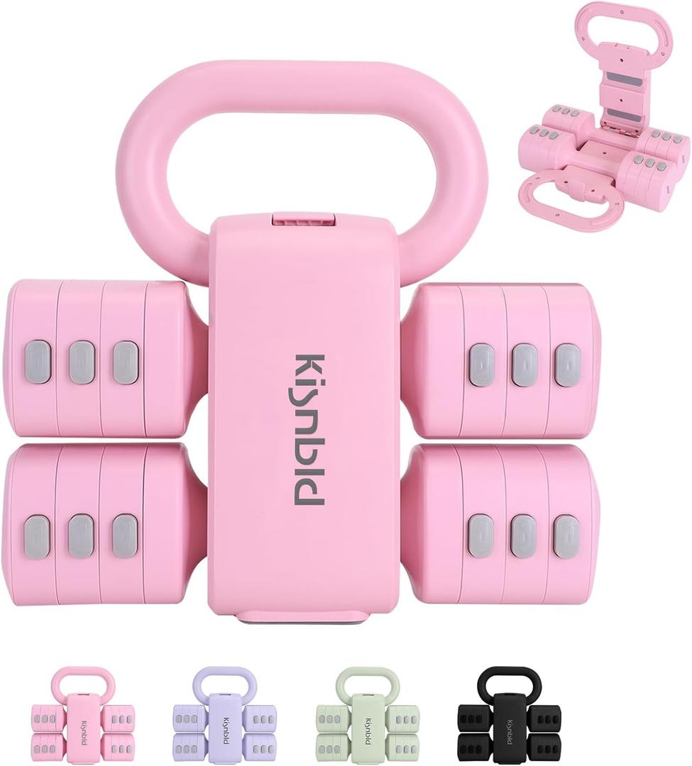 Adjustable Dumbbell Set of 2, 4 in 1 Free Weights Dumbbells Set for Women with Fast Adjustment, Each 2lb 3lb 4lb 5lb Hand Weights Set for Home Gym & Outdoor Exercise Training (Pink)