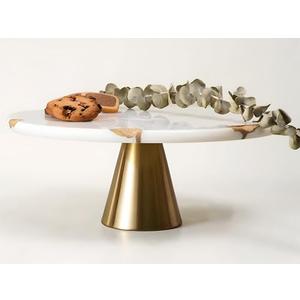 Real Marble Cake Stand by Balin Designs - White Marble 12" Round Cake Stand with Gold Stand - Smoothly Versatile Cake, Cupcake Stand - Ideal for Birthday Parties, Showers, Weddings Parties & Events