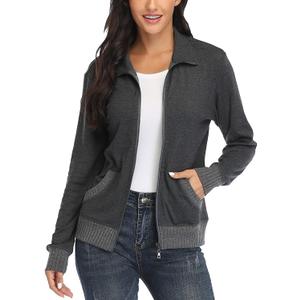 andy & natalie Women's Stand Collar Zip up Long Sleeve Jacket with Pockets Running Sweatshirts Jackets (Medium)