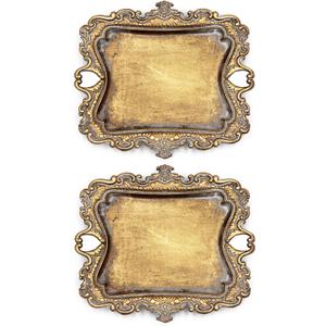 2 Pack Vintage Small Gold Ring Dish, Birthday & Wedding Gifts for WomenWedding Ring Tray- 5.3 x 4.5 inches