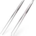 VORESTIC Straight and Curved Aquarium Tweezers Set 18 Inch, Stainless Steel Long Tweezers for Fish Tank Planting, Aquascaping, Reptile Feeding Tongs, Terrarium Tool and Aquarium Tongs (Silver)