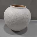 Mimorou White Ceramic Decorative Flower Vase 8.27" x 8.66" Textured Round Rustic Pottery Vintage Large Vase for Home Decor Centerpieces Living Room Christmas Decoration