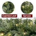 Christmas Garland with Dual Color 50 LED Lights 9 Ft, Prelit Xmas Garland with Cypress Leaf, Timer by Remote Control and Batteries Operated for Mantle Staircase Indoor and Outdoor