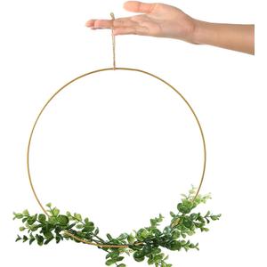 ZOOFOX 4 Pack Metal Floral Hoop Centerpiece with Stand, 12 Inch Large Metal Hoop for Crafts, Wreath Macrame Gold Hoop Rings for DIY Wedding Decor Dream Catcher