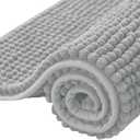 SUBRTEX Bathroom Rugs Chenille Bath Rug Soft Short Plush Bath Mat Soft Shower Mat Water Absorbent Shower Mat Quick Dry Machine Washable(Light Gray,16" x 24")