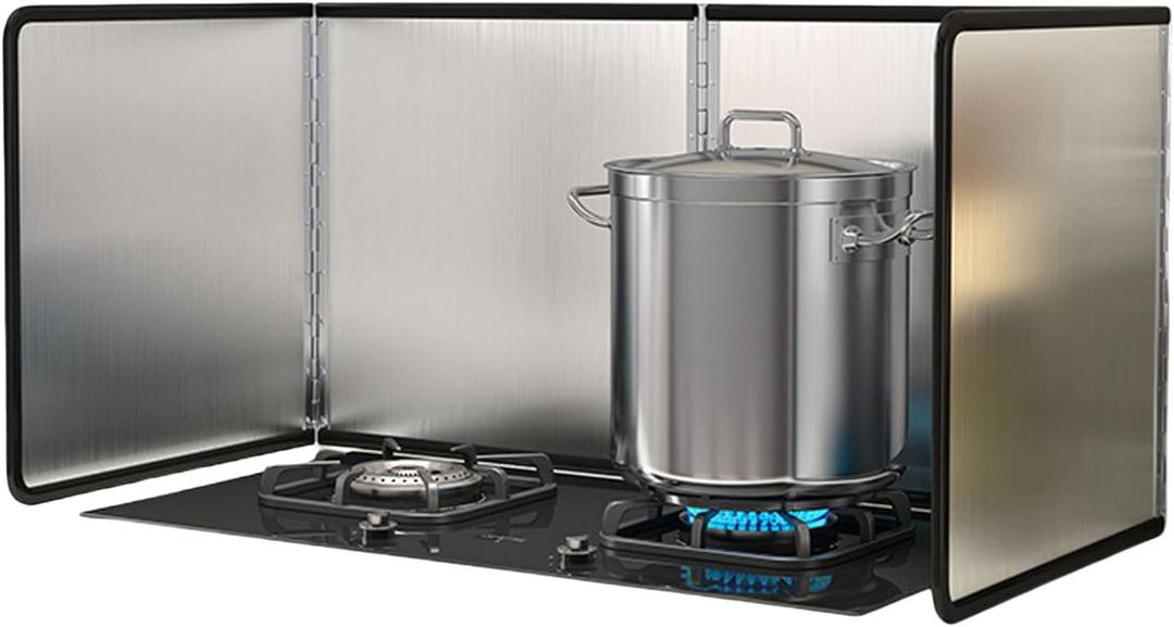 4 Sided Splatter Guard Shield, 40cm Foldable Stove Splash Guard Grease Shield, 80cm Length Nonstick Oil Stove Splash Fryer Pan Kitchen Backsplash Protector for Stove Top Wall Gas Range Frying Pan