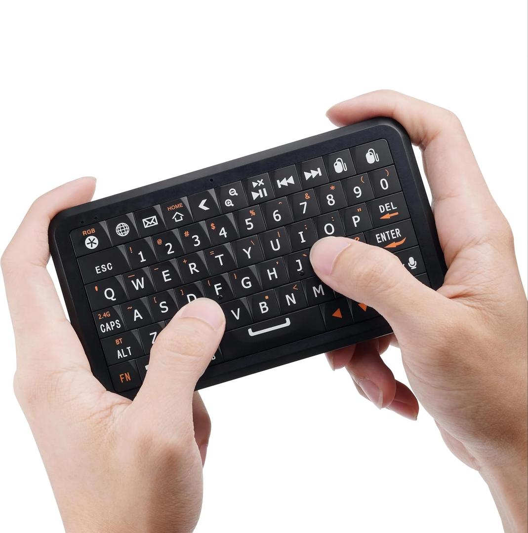 Mini Keyboard with Dual-Mode 2.4G/Bluetooth Wireless Keyboard, Ultra-Slim and Portable,Air Mouse Gestures,RGB Backlit,Compatible with Smart TVs/PCs/Tablets/Phones (iOS/Android/Win/Mac)