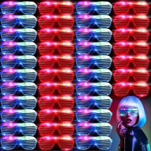 Honoson 72 Pack LED Glasses Bulk, Red & Blue Light Up Glasses Neon Flashing Sunglasses for Adults Glow in the Dark Party Supplies New Year Party Favors Birthday Mardi Gras Rave Carnival