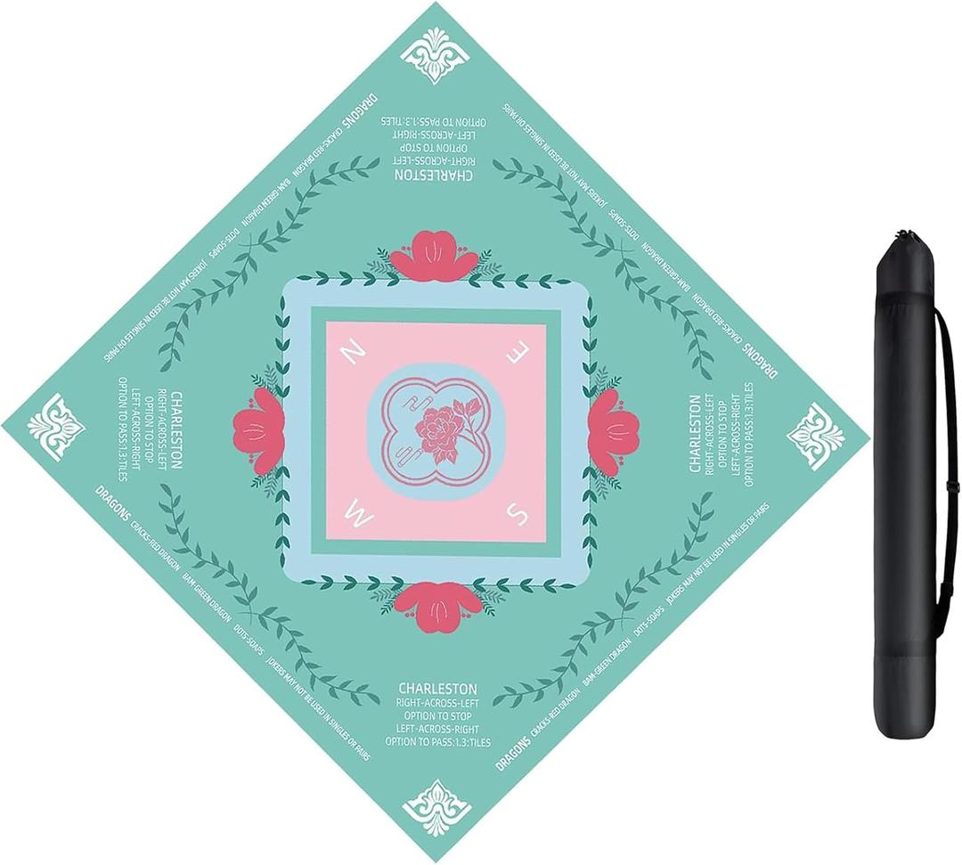 YOMEYOT Mahjong Mat for Table Noise Reduction Non Slip Mahjong Table Mat for Playing Card, Mahjong,Poker,Board Games 31.5"x31.5" Size Green