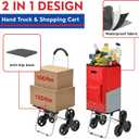 Shopping Cart, Super Loading Stair Climber 220 lbs Capacity Grocery Foldable Cart with Extra Large Shopping Bag Laundry Utility Cart with Adjustable Bungee Cord, red