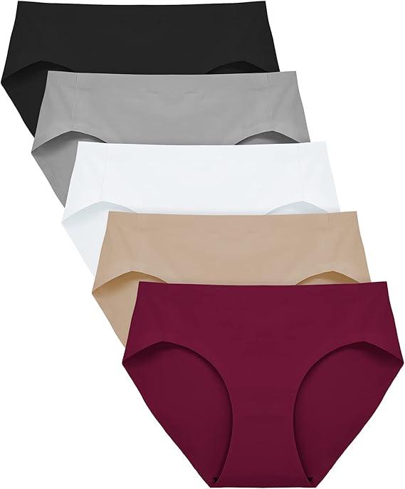 Seamless High Cut Briefs Mid-waist Soft No Panty Lines,Pack of 5 , Size large