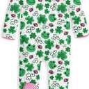 UNIFACO Baby Girls Boys Footed Pajamas One-Piece Sleeper Snug Fit Sleep and Play Zip Front Footie Romper 0-12 Month (A-a-a-lucky Clover)