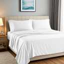 Carressa Linen 100% Egyptian Cotton King Size Sheets Set - Luxury 1500 Series Heliconia Collection Egyptian Cotton Sheets King Size (4 PC, White), 17" Deep Pocket, Sateen Hotel Quality Bedding